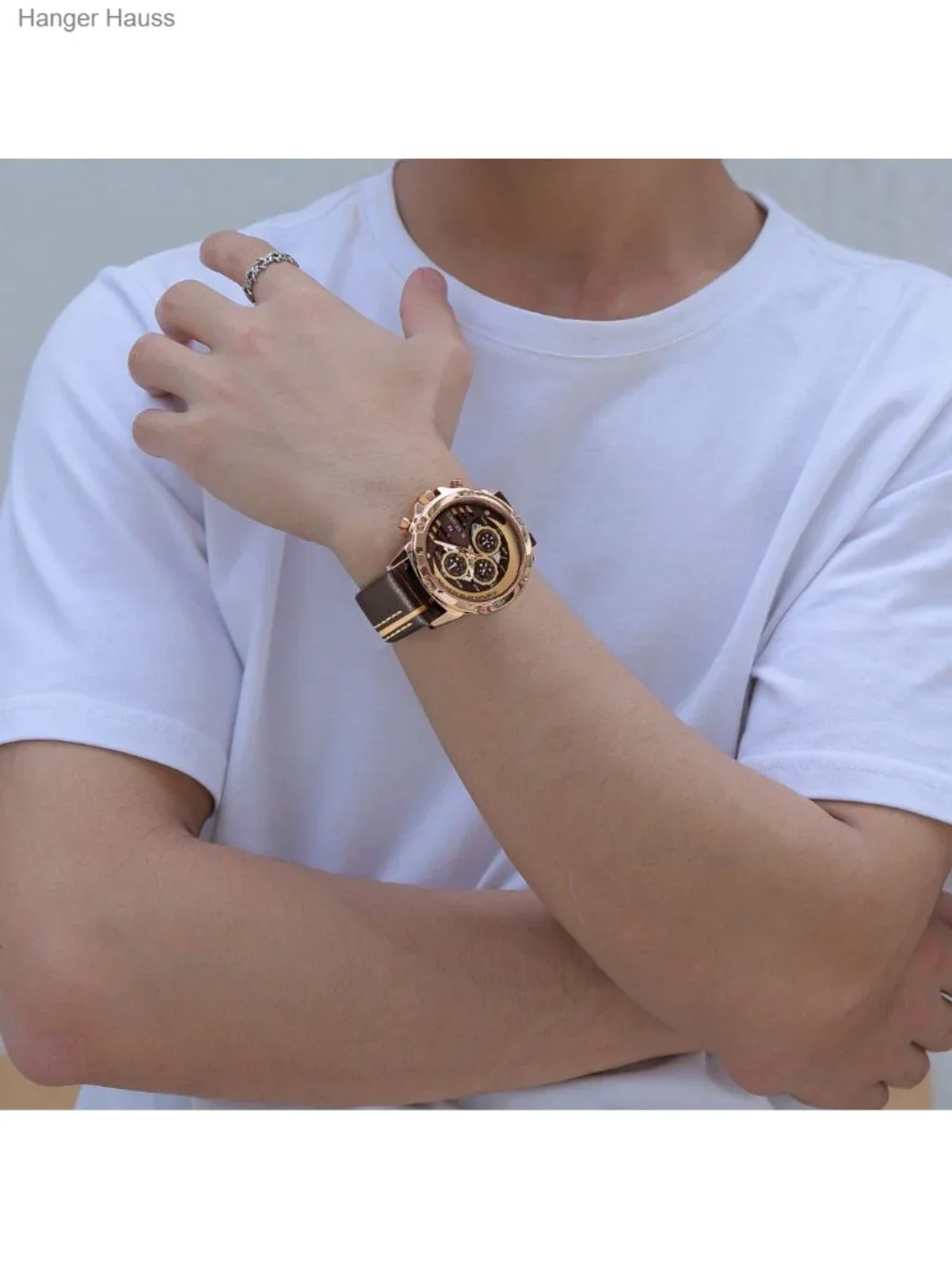 Men's Military Sport Watch Waterproof Japanese Quartz Analog Leather Band